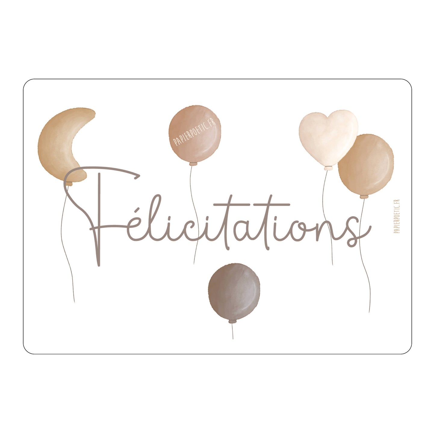 Carte/Card "Félicitations Ballon Lune"