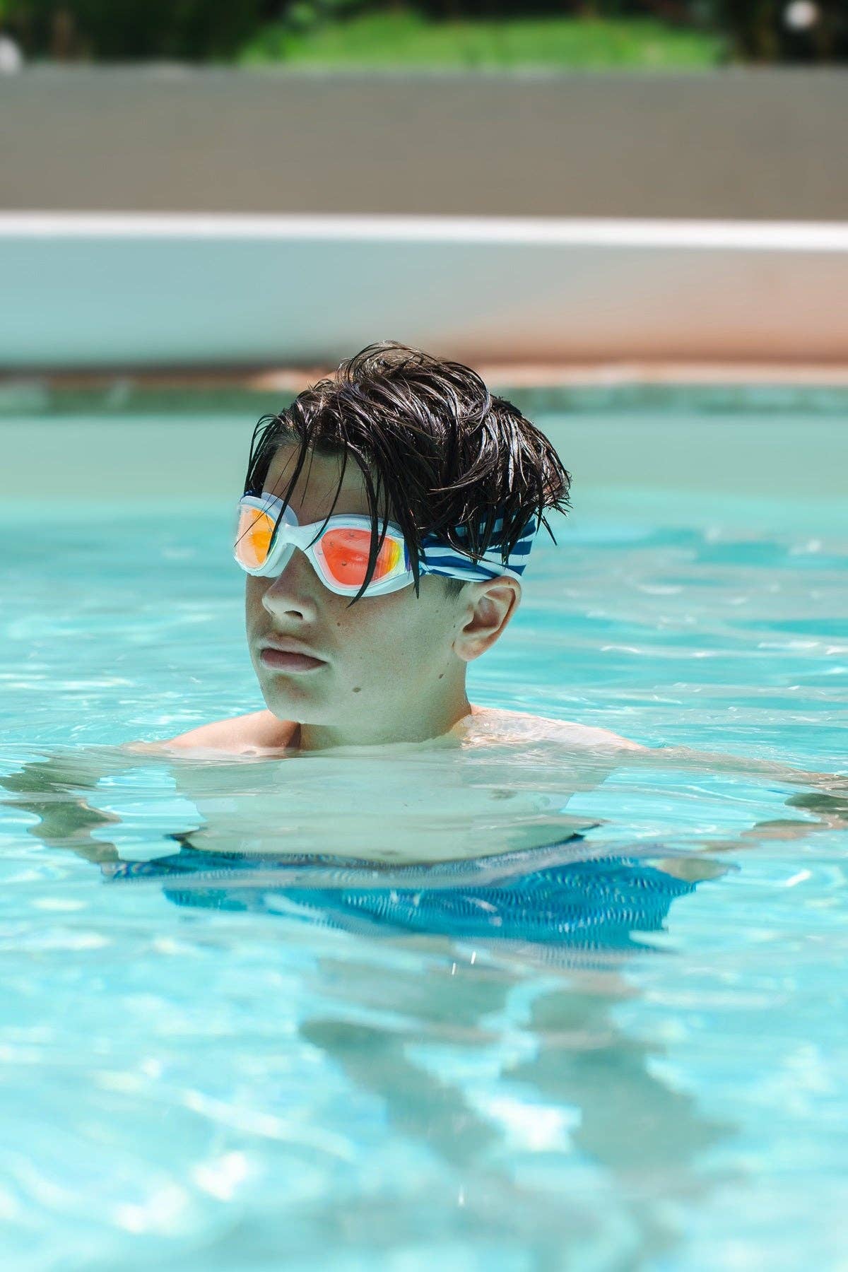 lunettes de piscine enfant Marinière Waterplops avec bandeau stretch
