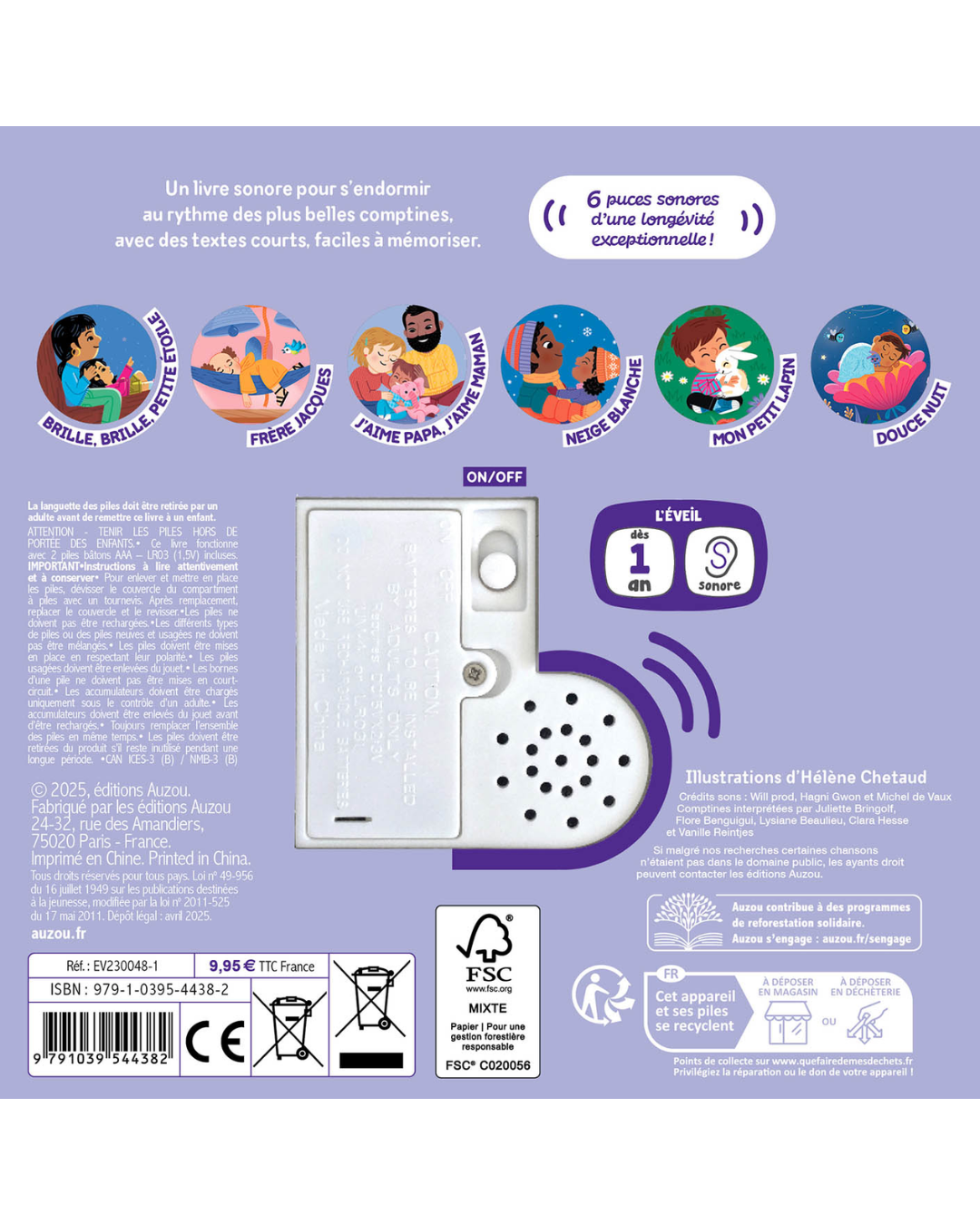 Livres mes premières sonores "Mes comptines pour faire dodo" - AUZOU