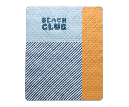 Couverture Pique-Nique Stripes Blues & Beyond Monnëka imperméable et anti-sable avec sangle de transport pour plage et pique-nique.