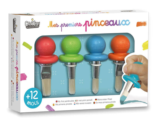 Coffret Mes Premiers Pinceaux CréaLign’ avec pinceaux ergonomiques adaptés aux enfants dès 1 an pour les premières activités de peinture.