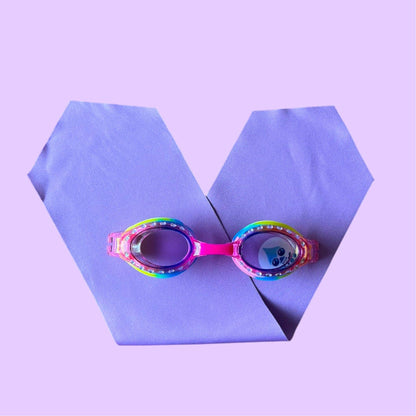 lunettes de piscine babyplops uni violet 2-6 ans Waterplops avec bandeau stretch
