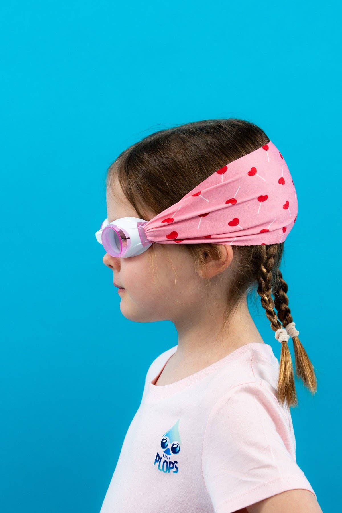lunettes de piscine enfant sucette coeur Waterplops avec bandeau stretch