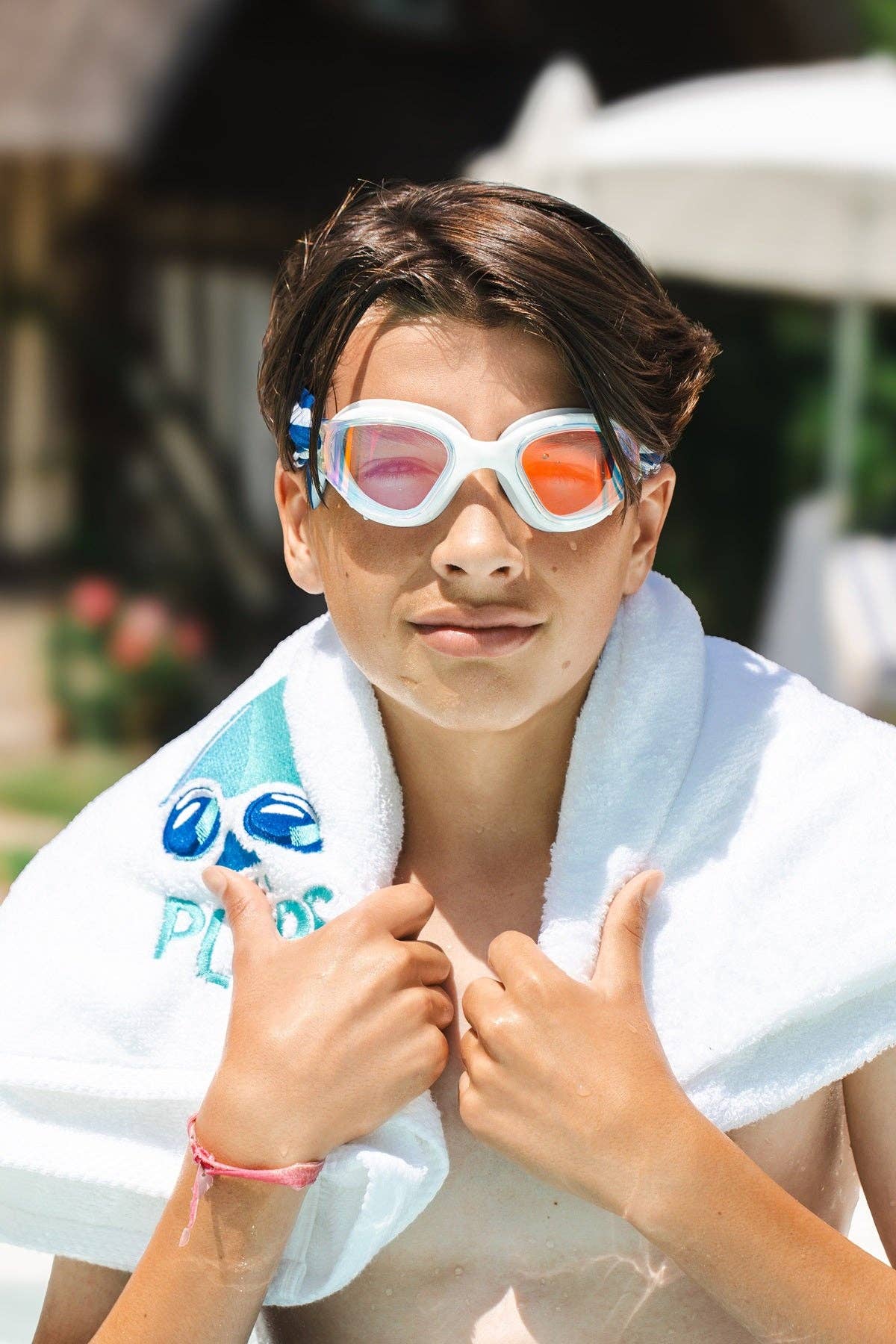 lunettes de piscine enfant Marinière Waterplops avec bandeau stretch