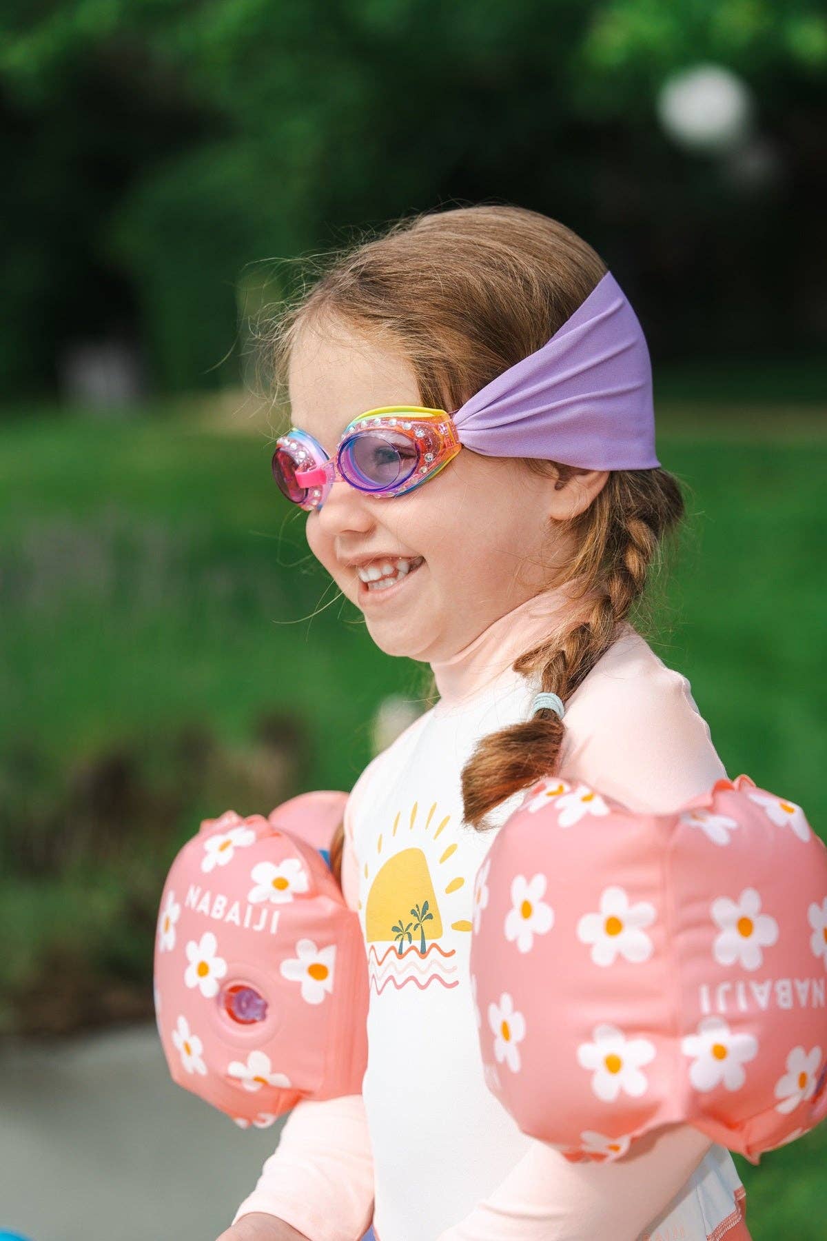lunettes de piscine babyplops uni violet 2-6 ans Waterplops avec bandeau stretch