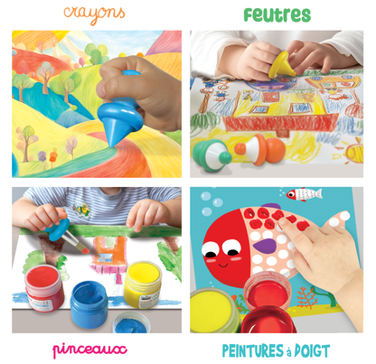 Mon Premier Coffret d’Artiste CréaLign’ avec matériel de dessin et peinture pour enfants dès 1 an