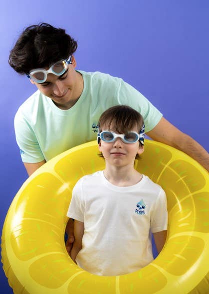lunettes de piscine enfant Marinière Waterplops avec bandeau stretch
