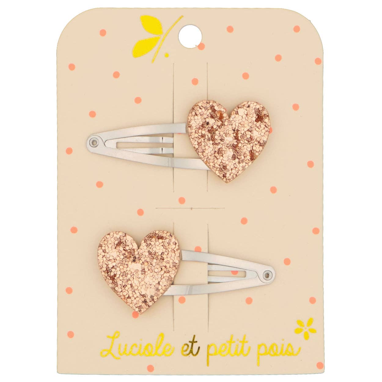 Barrettes cœurs - Paillettes roses