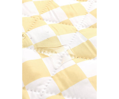 Couverture Pique-Nique Stripes Yellow Chess Monnëka imperméable et anti-sable avec sangle de transport pour plage et pique-nique.