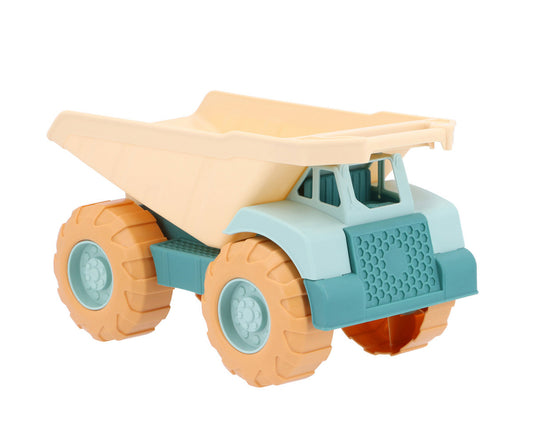 Camion Benne Vert Monnëka avec benne basculante et roues mobiles pour enfants dès 6 mois, idéal pour jouer dans le sable et à la plage.