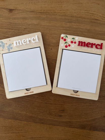 Bloc-notes avec support en bois - Cadeau de fin d'année scolaire