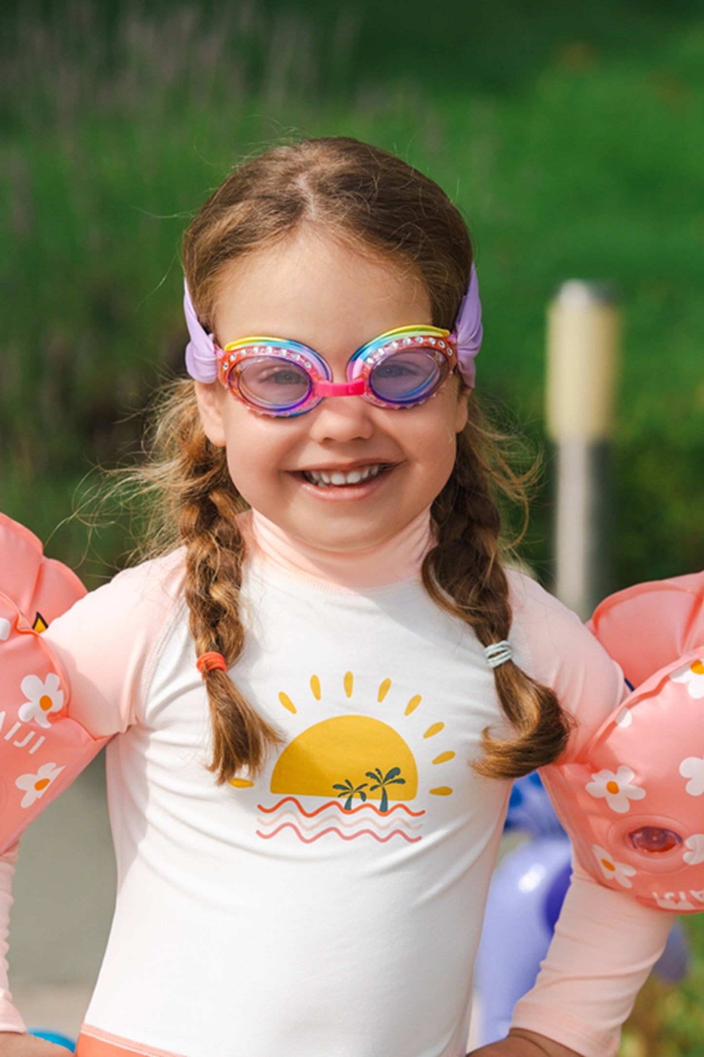 lunettes de piscine babyplops uni violet 2-6 ans Waterplops avec bandeau stretch