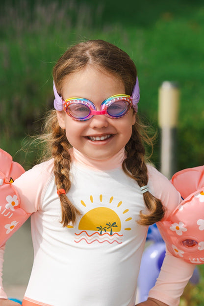 lunettes de piscine babyplops uni violet 2-6 ans Waterplops avec bandeau stretch