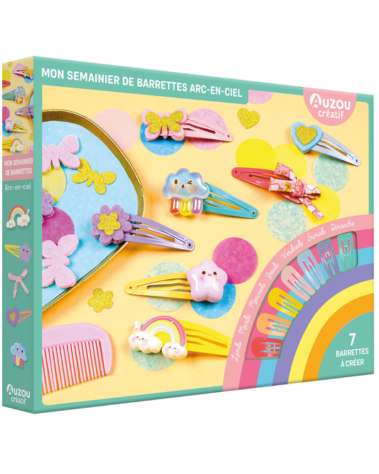 Mon coffret d'artiste "Mon semainier de barrettes arc-en-ciel" - AUZOU