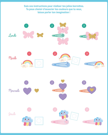 Mon coffret d'artiste "Mon semainier de barrettes arc-en-ciel" - AUZOU