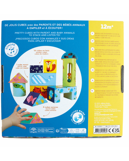 Cubes en bois sensorielles et sonores pour bébé, idéal cadeau de naissance et bébé 1 an