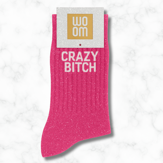 Chaussette à paillettes "Crazy bitch"