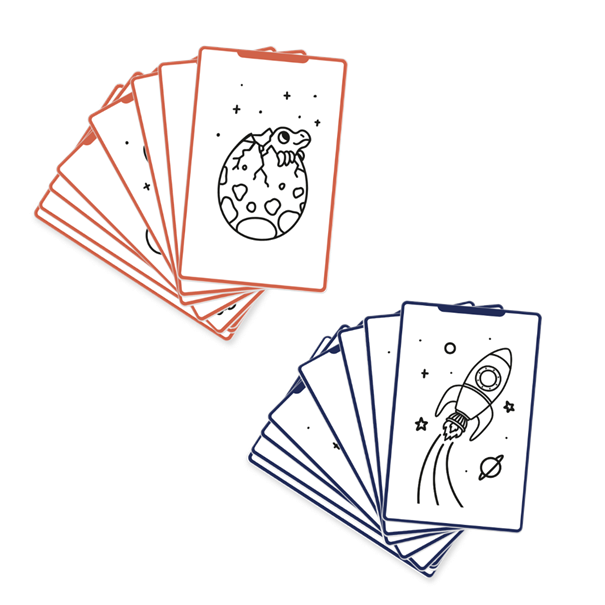 Refill KIDYDRAW-MINI - Cartes thèmes "Galaxie et Dinosaures"