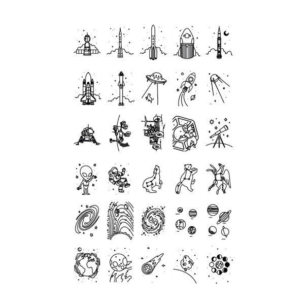 Refill KIDYDRAW-MINI - Cartes thèmes "Galaxie et Dinosaures"