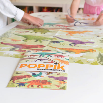 Poster éducatif avec stickers Dinosaures - POPPIK