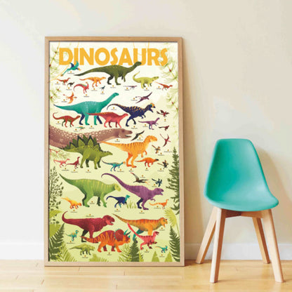 Poster éducatif avec stickers Dinosaures - POPPIK