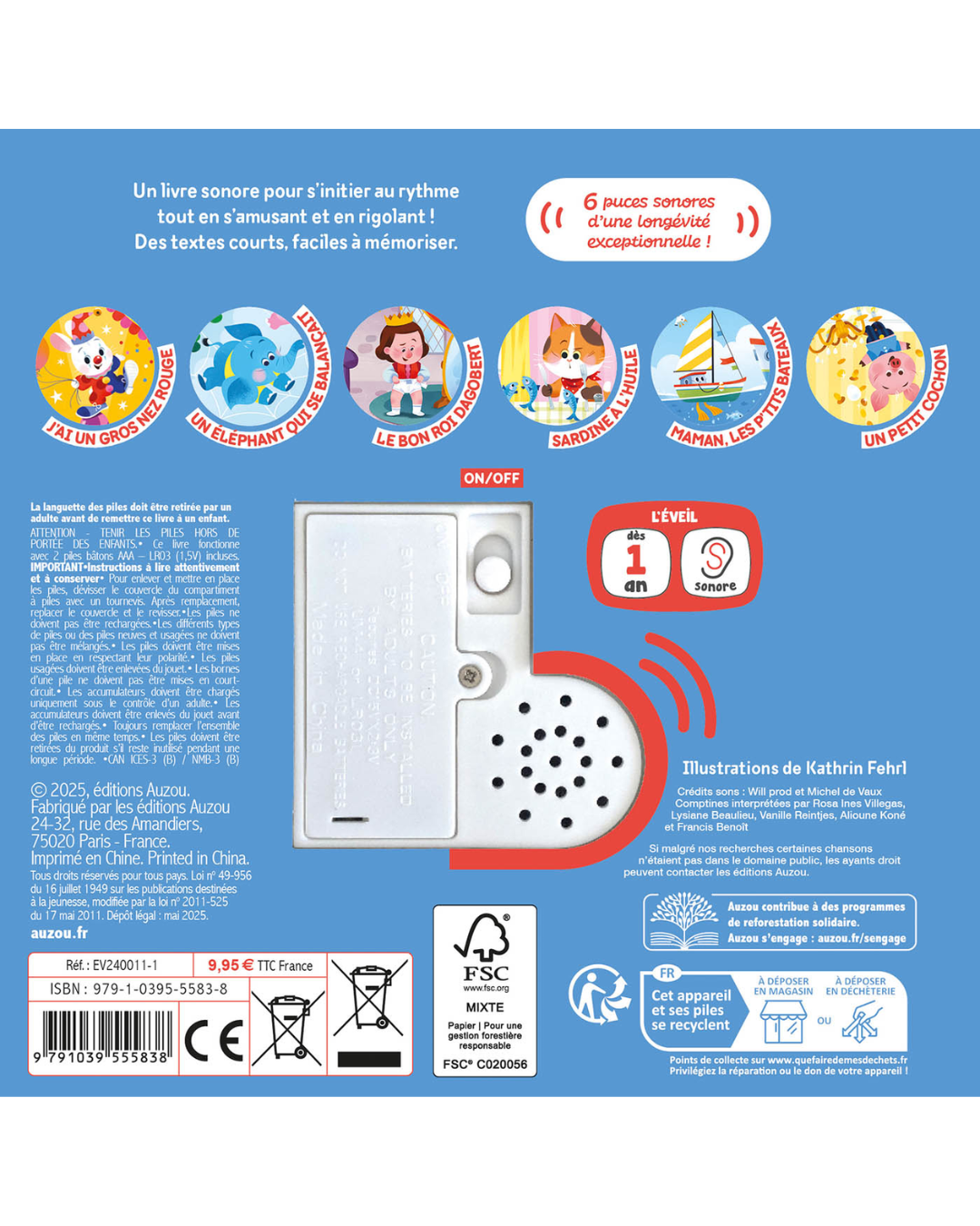 Livre mes premières sonores "Mes comptines pour rigoler" - AUZOU