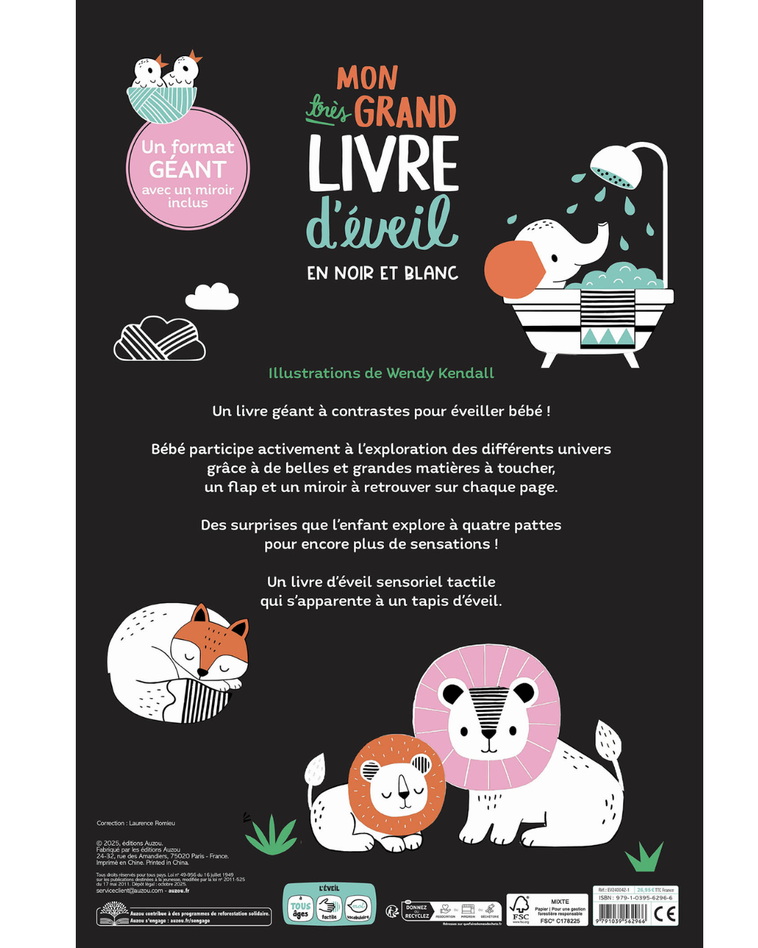 Livre Grand imagier pour bébé en noir et blanc
