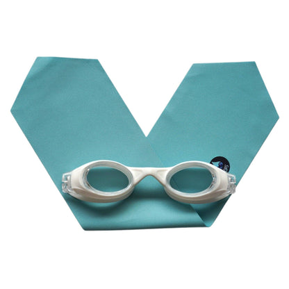 lunettes de piscine enfant uni turquoise Waterplops avec bandeau stretch