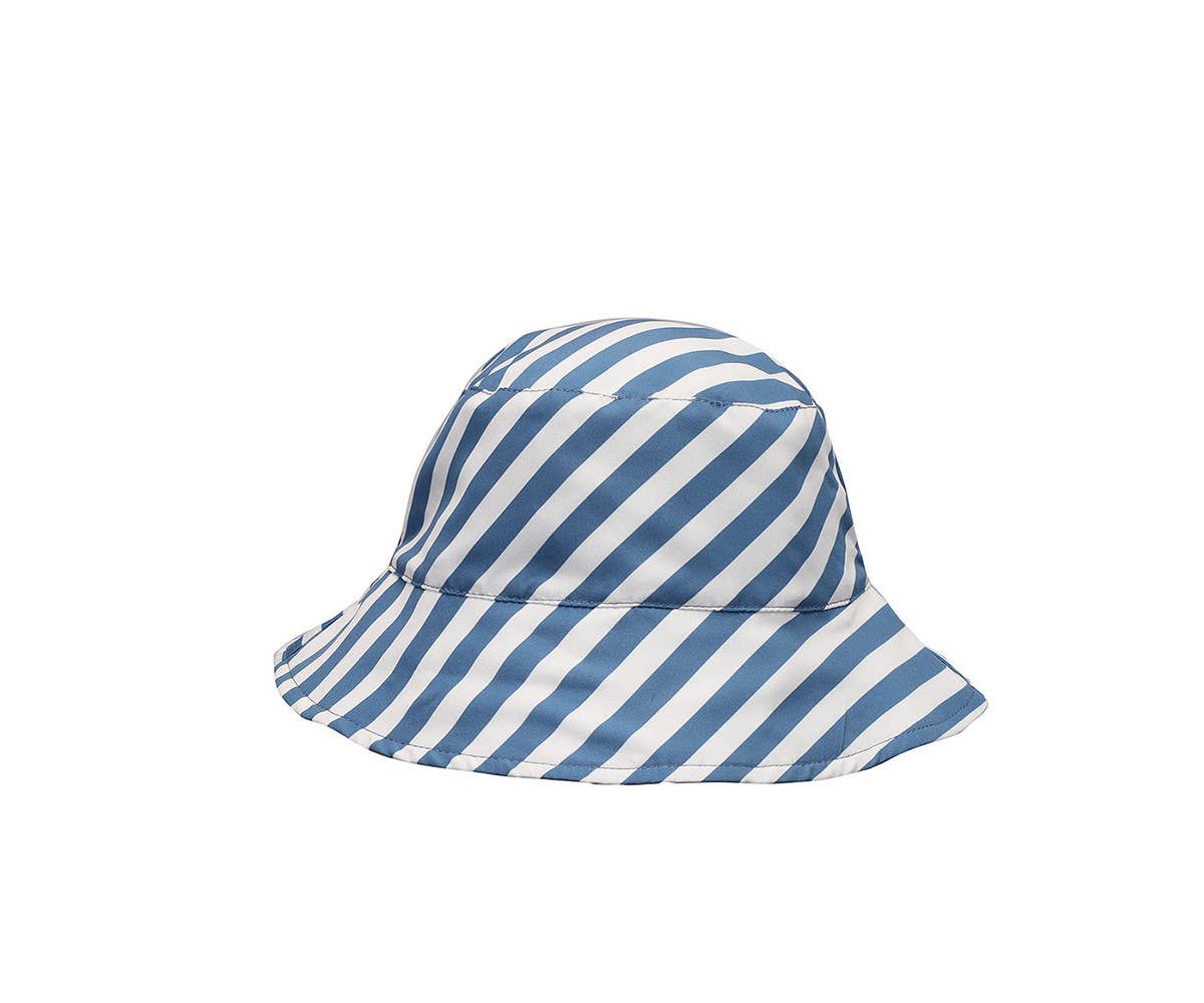 Bob Réversible Stripes Blues & Beyond Monnëka avec protection solaire UPF pour enfant, chapeau été réversible pour plage et piscine