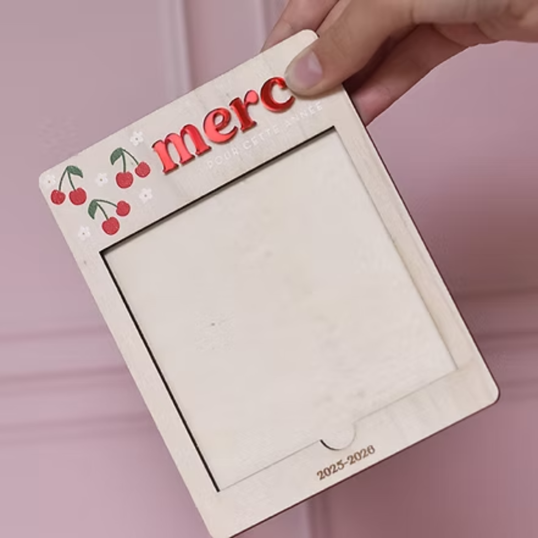 bloc-notes avec support  bois pour cadeau de fin d'année scolaire