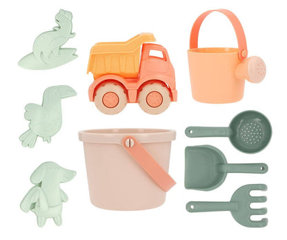 Set de Jouets de  Pearl Beach Monnëka avec seau, pelle, camion et accessoires de sable pour enfants dès 6 mois.