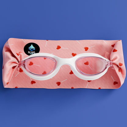 lunettes de piscine enfant sucette coeur Waterplops avec bandeau stretch