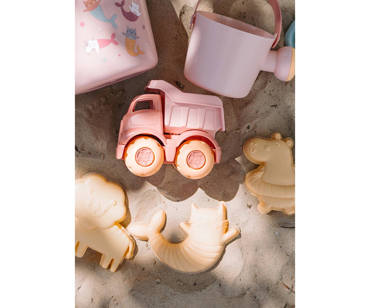 Set de Jouets de Plage Mermaid Cats Monnëka avec seau, pelle, camion et accessoires de sable pour enfants dès 6 mois.
