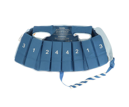 Gilet de natation Stripes Blues & Beyond Monnëka pour enfant avec flotteurs intégrés et fermeture sécurisée pour apprendre à nager.