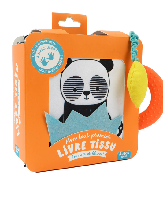 livre en tissu noir et blanc pour bébé