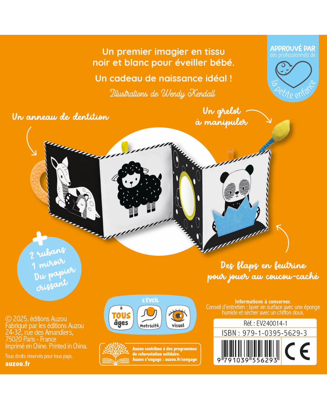 livre en tissu noir et blanc pour bébé