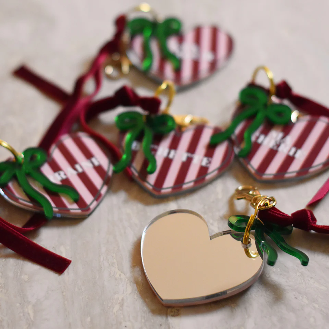 miroir de sac grigri, coeur, cadeau mamie, cadeau grand-mère, cadeau fête des grands mères