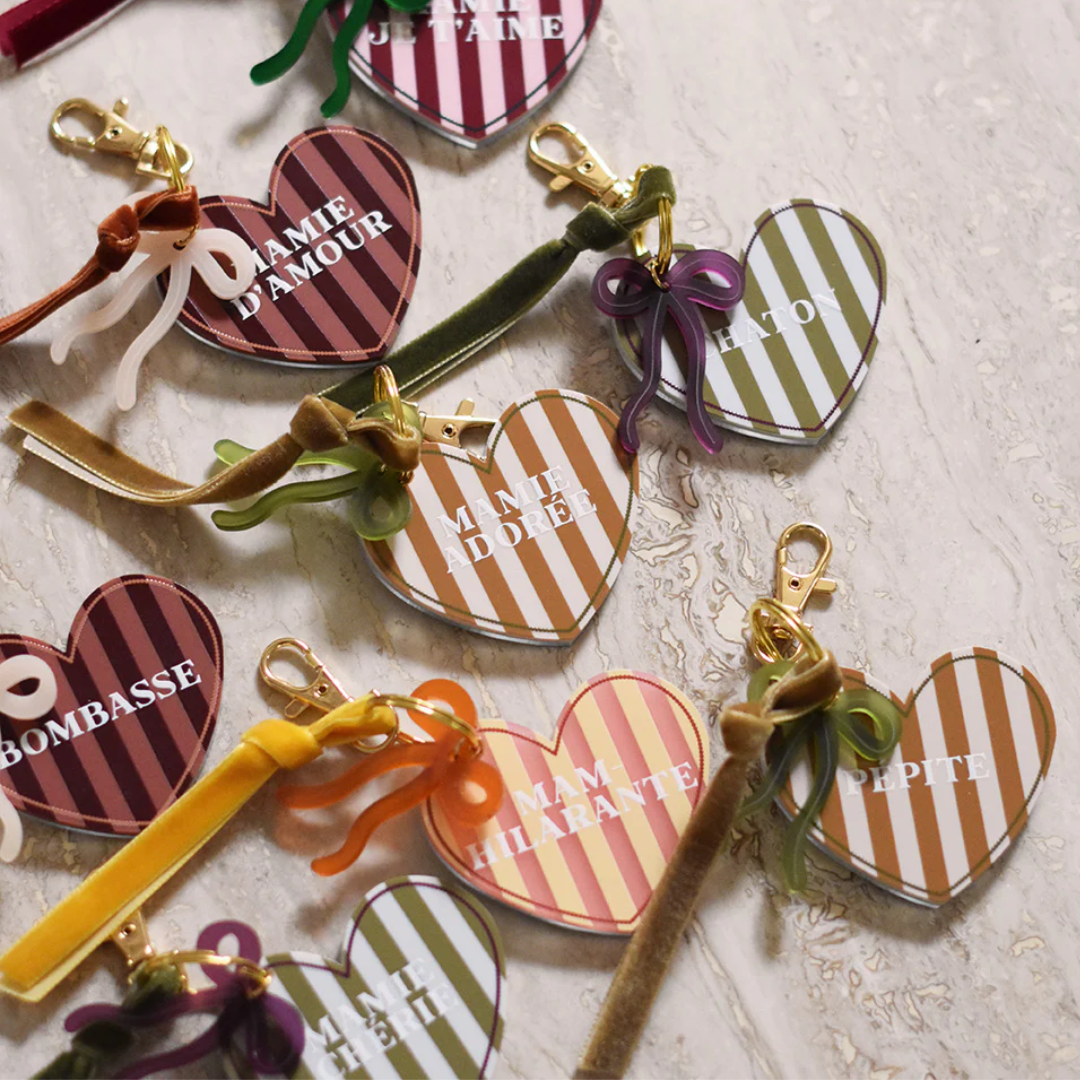 miroir de sac grigri, coeur, cadeau mamie, cadeau grand-mère, cadeau fête des grands mères