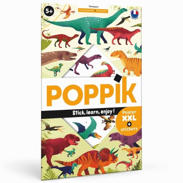 Poster éducatif avec stickers Dinosaures - POPPIK