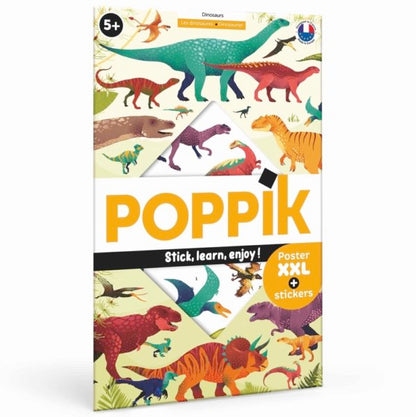 Poster éducatif avec stickers Dinosaures - POPPIK