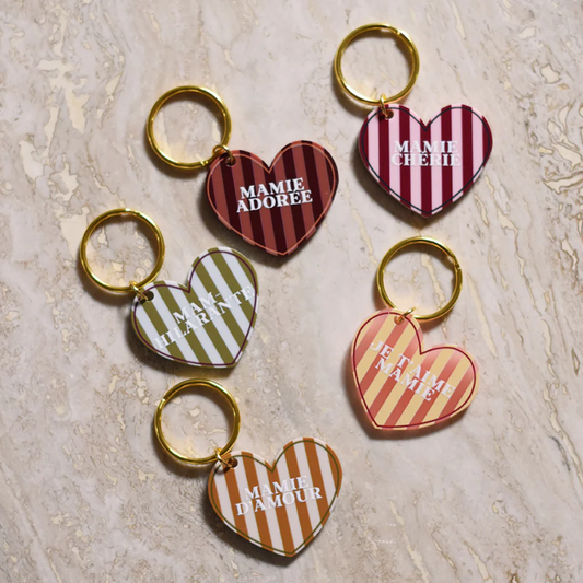 Porte-clé cœur Adèle de Les Mignonneries – accessoire mignon et pratique, parfait pour sac & clés. Cadeau original, cadeau fête des mamies, cadeau mamie, cadeau fête des grands mères 